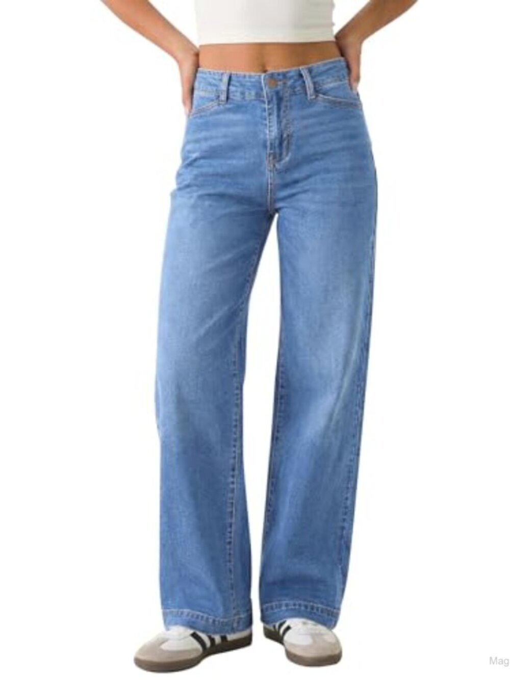 Wide Leg High Waisted Jeans for Women Stretchy Denim Pants